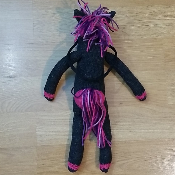 Handmade sock puppet gray & purple horse - Picture 4 of 8